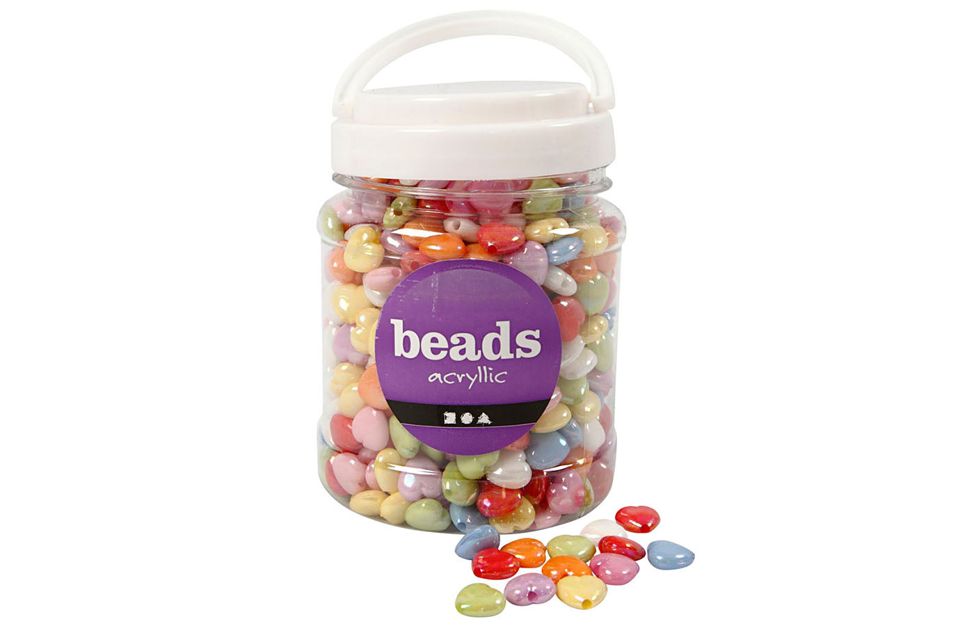 Plastic kralen - hartjes